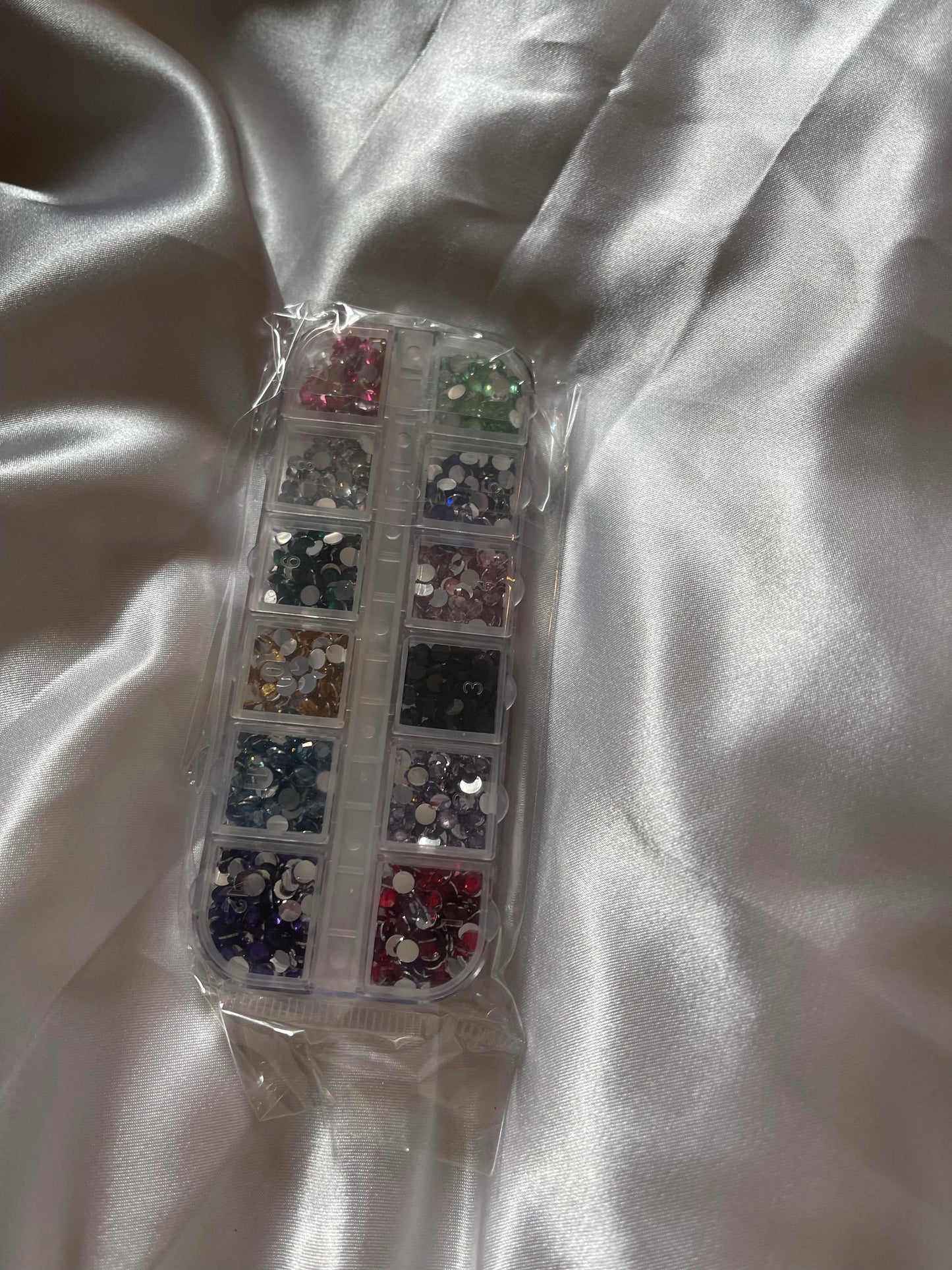 12 ColorResin Silver Back Rhinestones Colors 3 sizes