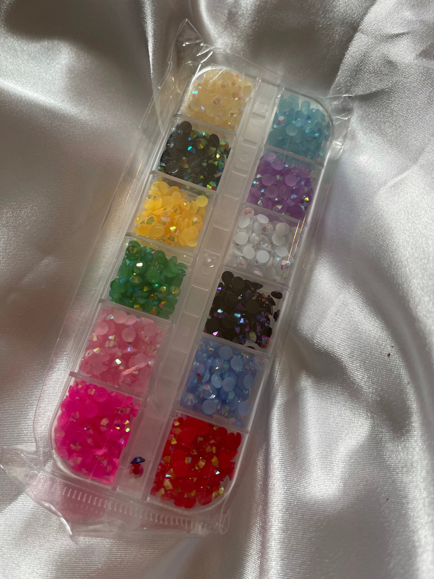 12 ColorResin Silver Back Rhinestones Colors 3 sizes