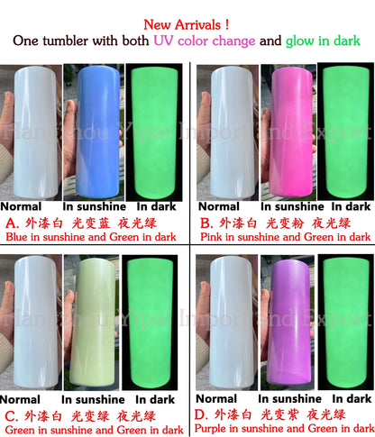 20 oz Shimmer & UV Color Changing & Glow in the dark tumblers